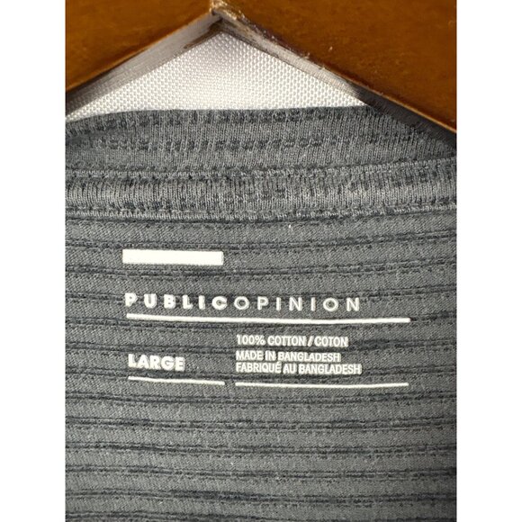 Men’s Public Opinion Large Gray Striped Short Sleeve Shirt - Picture 4 of 4